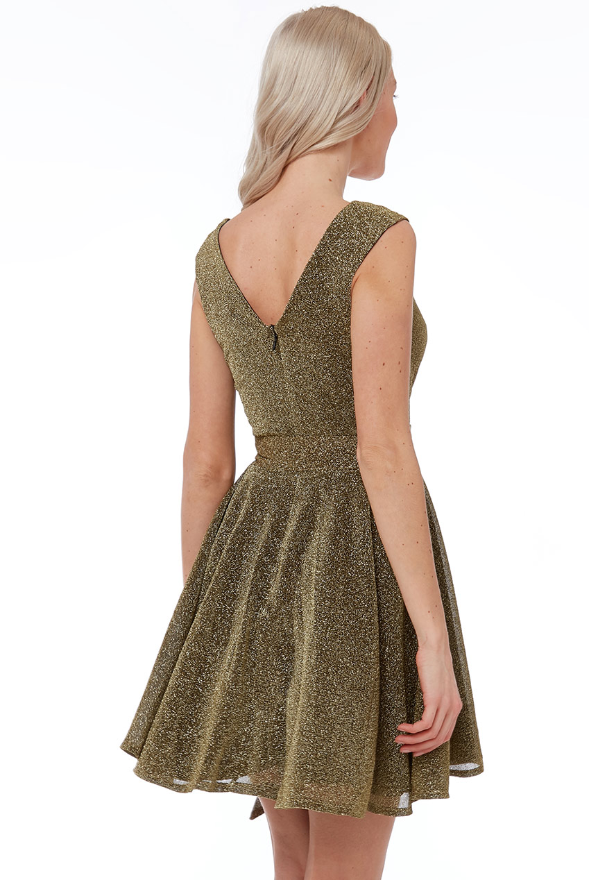 CROSS OVER SLEEVELESS MIDI SKATER DRESS WITH BELT - Image 2