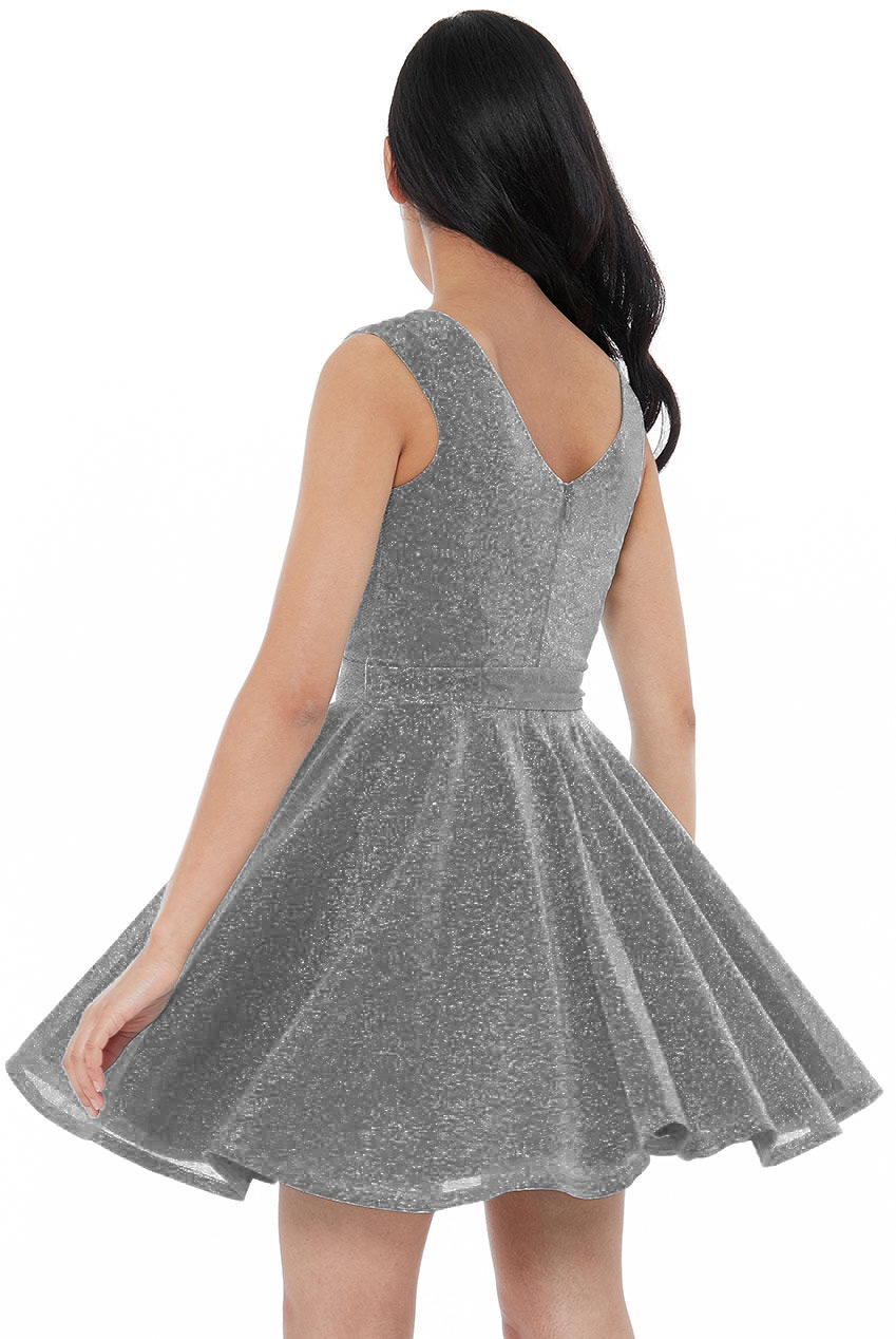 CROSS OVER SLEEVELESS MIDI SKATER DRESS WITH BELT - Image 6