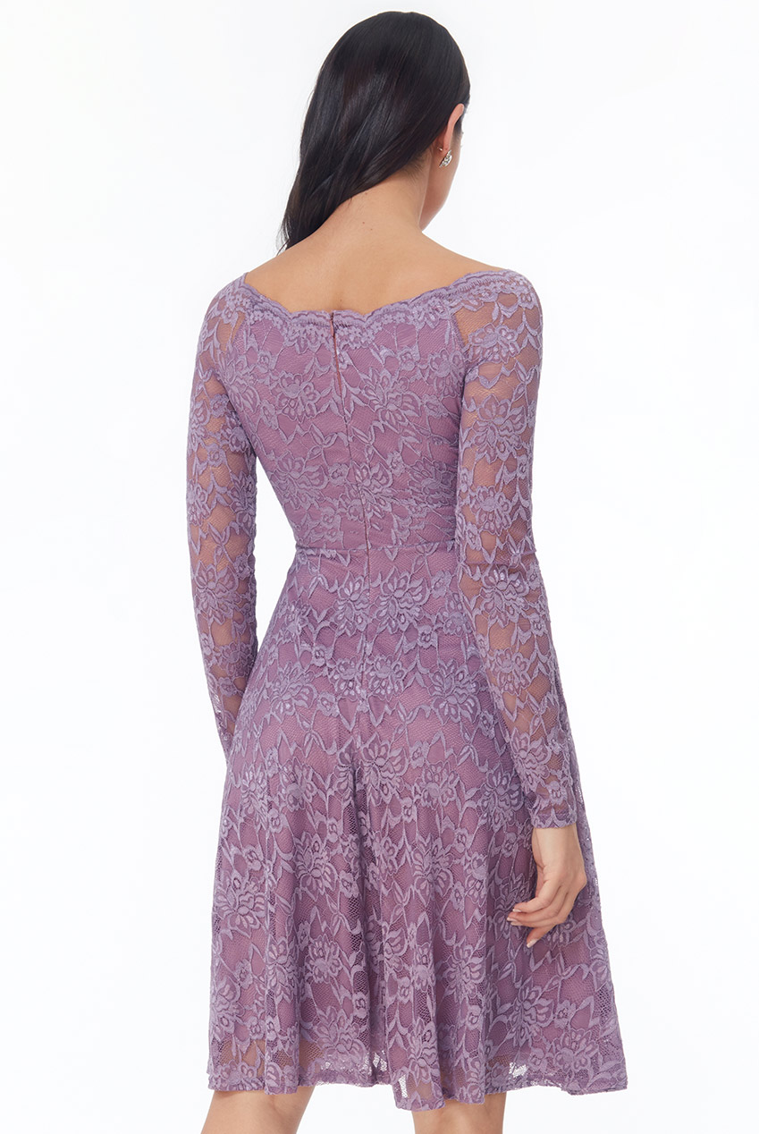 ALL OVER LACE SCALLOPED EDGE MIDI DRESS - Image 2