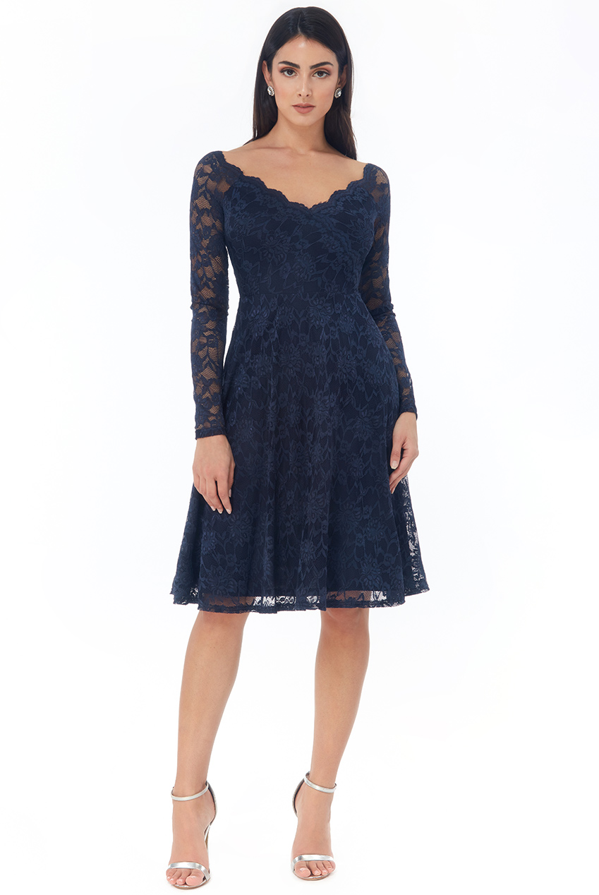 ALL OVER LACE SCALLOPED EDGE MIDI DRESS - Image 3